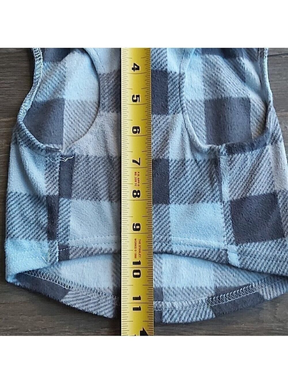 Born To Be Loved Blue/Gray/Black Buffalo Plaid Pullover Dog Shirt W/D-Ring - M - Picture 4 of 6